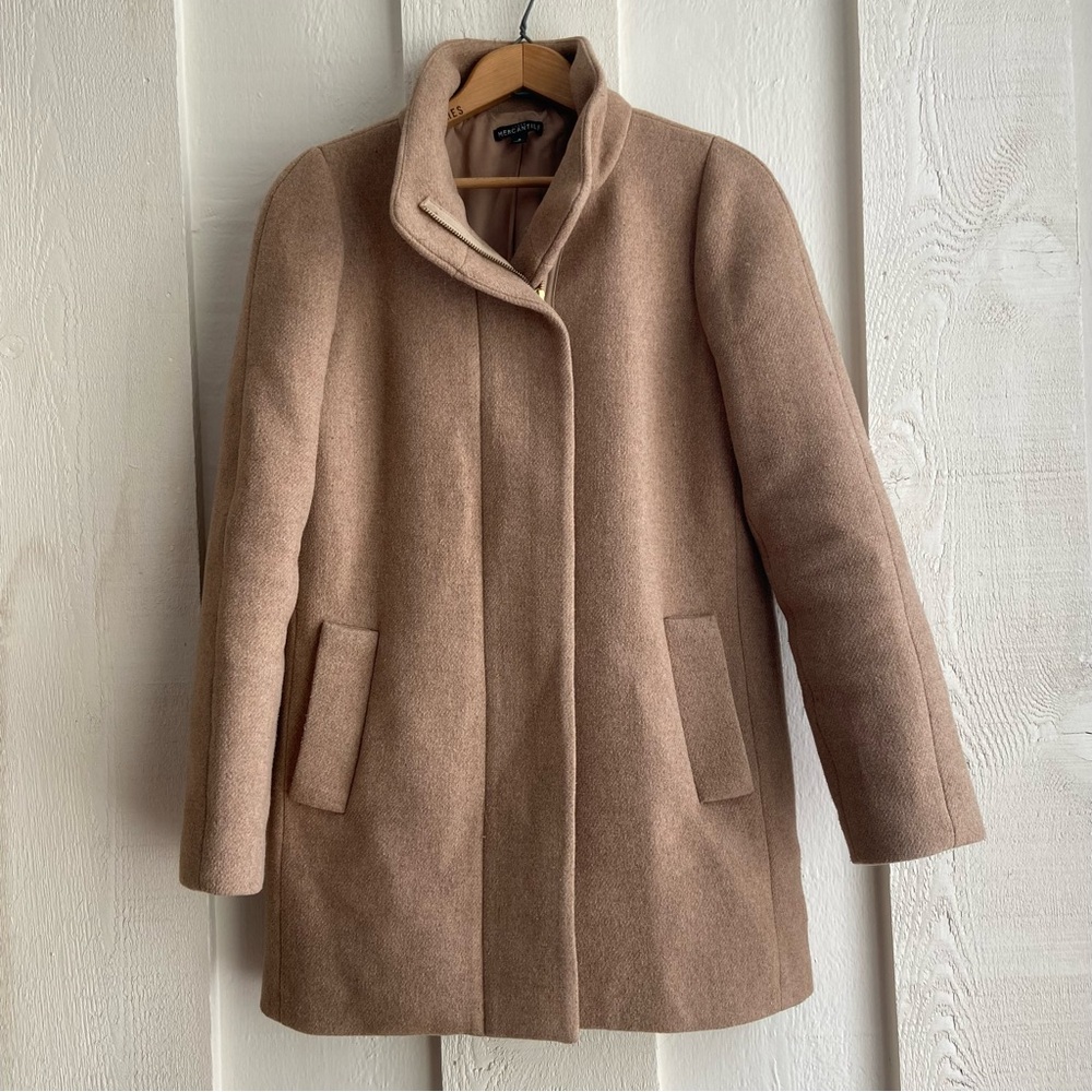 J.Crew Mercantile Wool-Blend Collar Zip Coat | Neutral Tan | City Coat